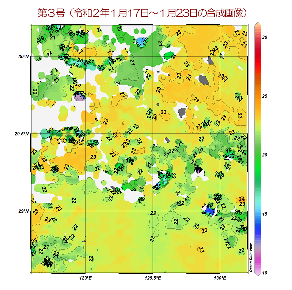 トカラ群島周辺表面水温図