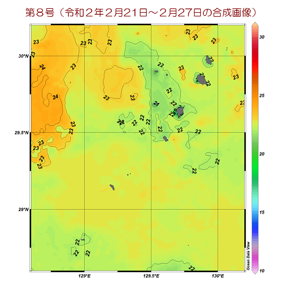 トカラ群島周辺表面水温図