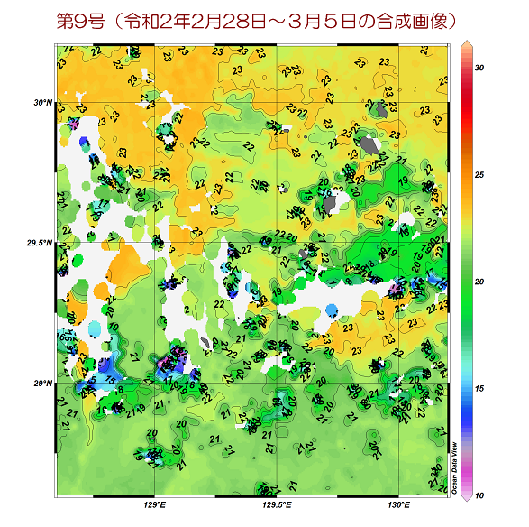 トカラ群島周辺表面水温図